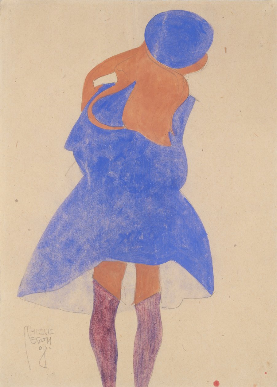 Pysyvä tyttö, takakuva, 1908. tekijältä Egon Schiele