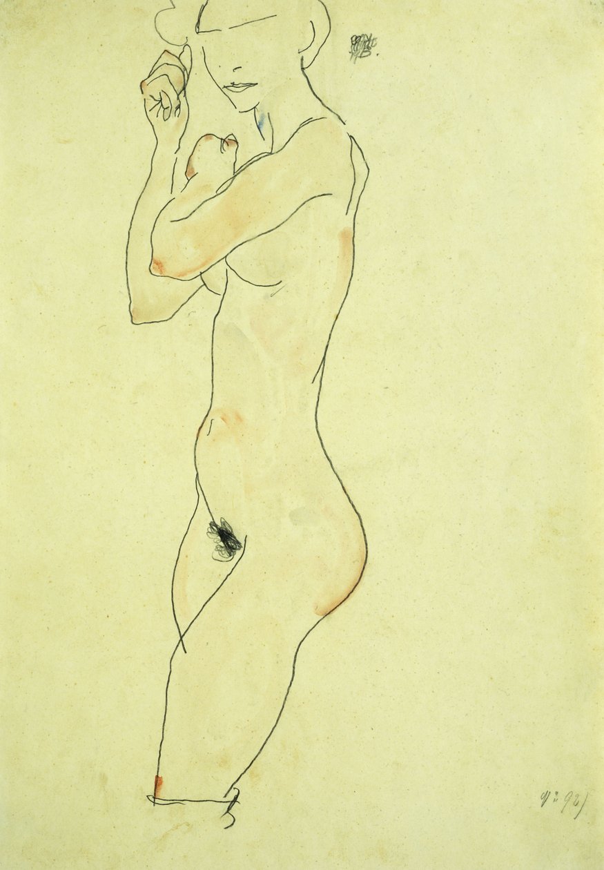 Pysyvä alaston; Seisova alastonkuva, 1913 tekijältä Egon Schiele