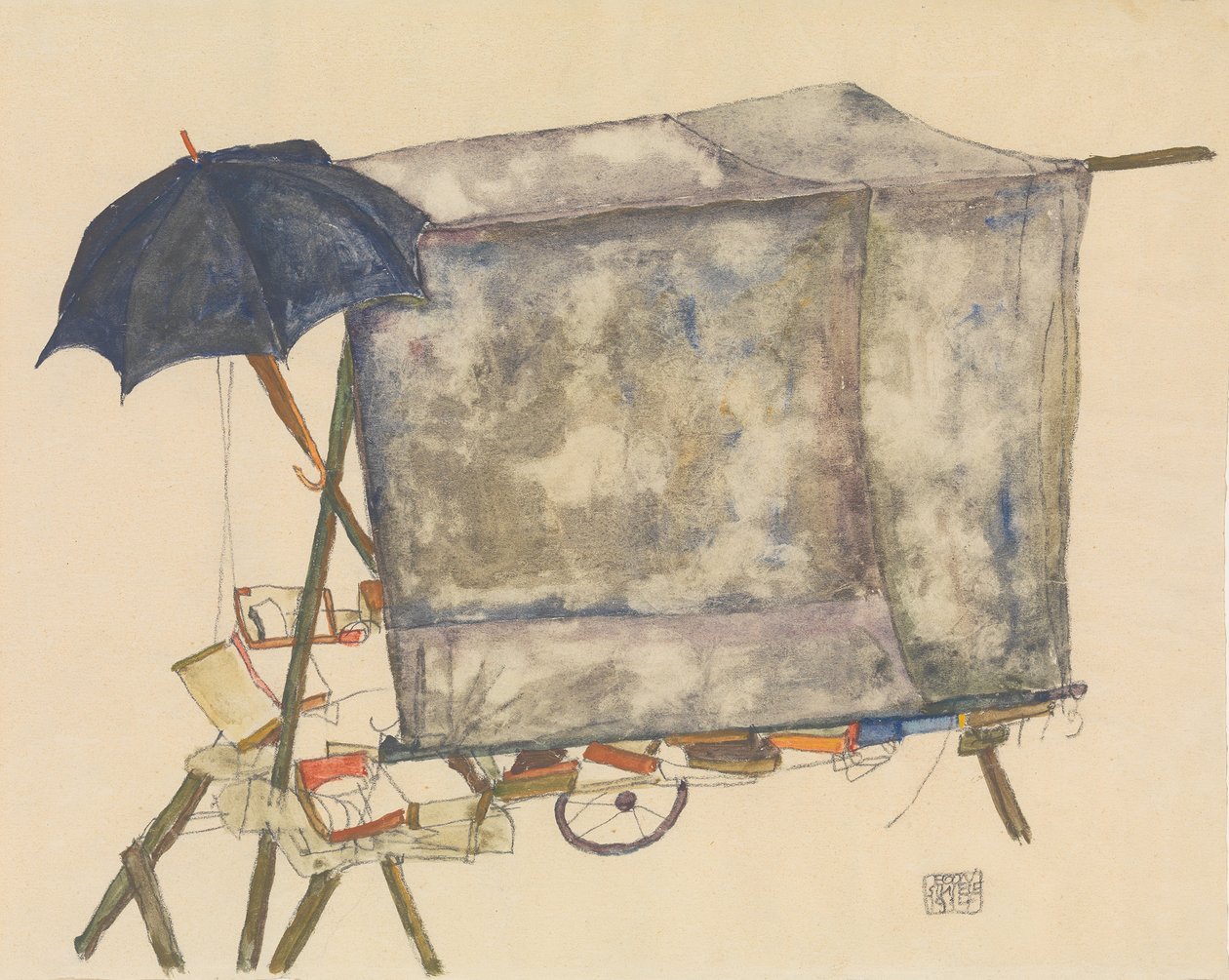 Street Cart, 1914. tekijältä Egon Schiele