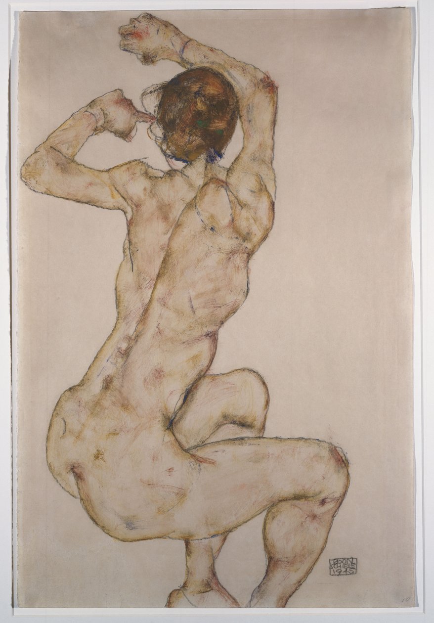 The Crouch, 1915 tekijältä Egon Schiele