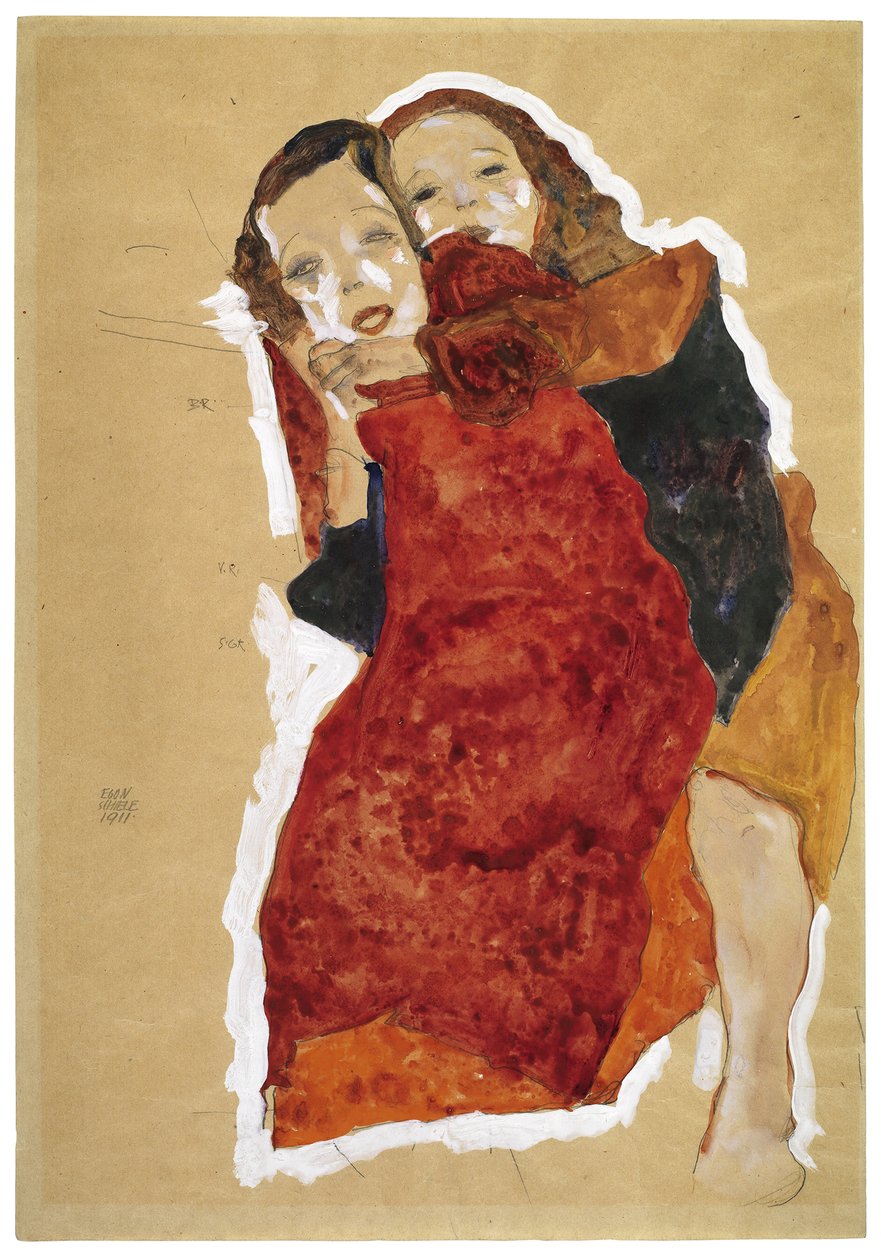 Kaksi tyttöä par Schiele, Egon (1890-1918) tekijältä Egon Schiele