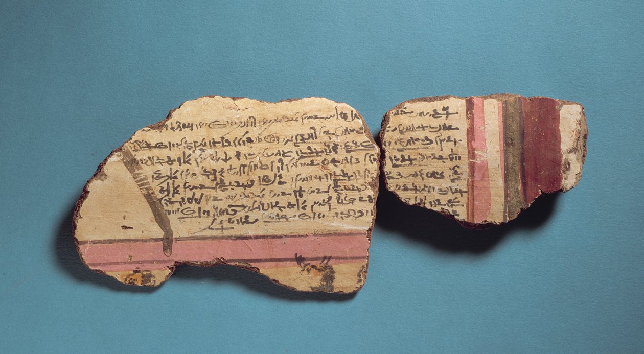 Pahvinpalat, joissa on demoottisia kirjoituksia (keramiikka) tekijältä Egyptian