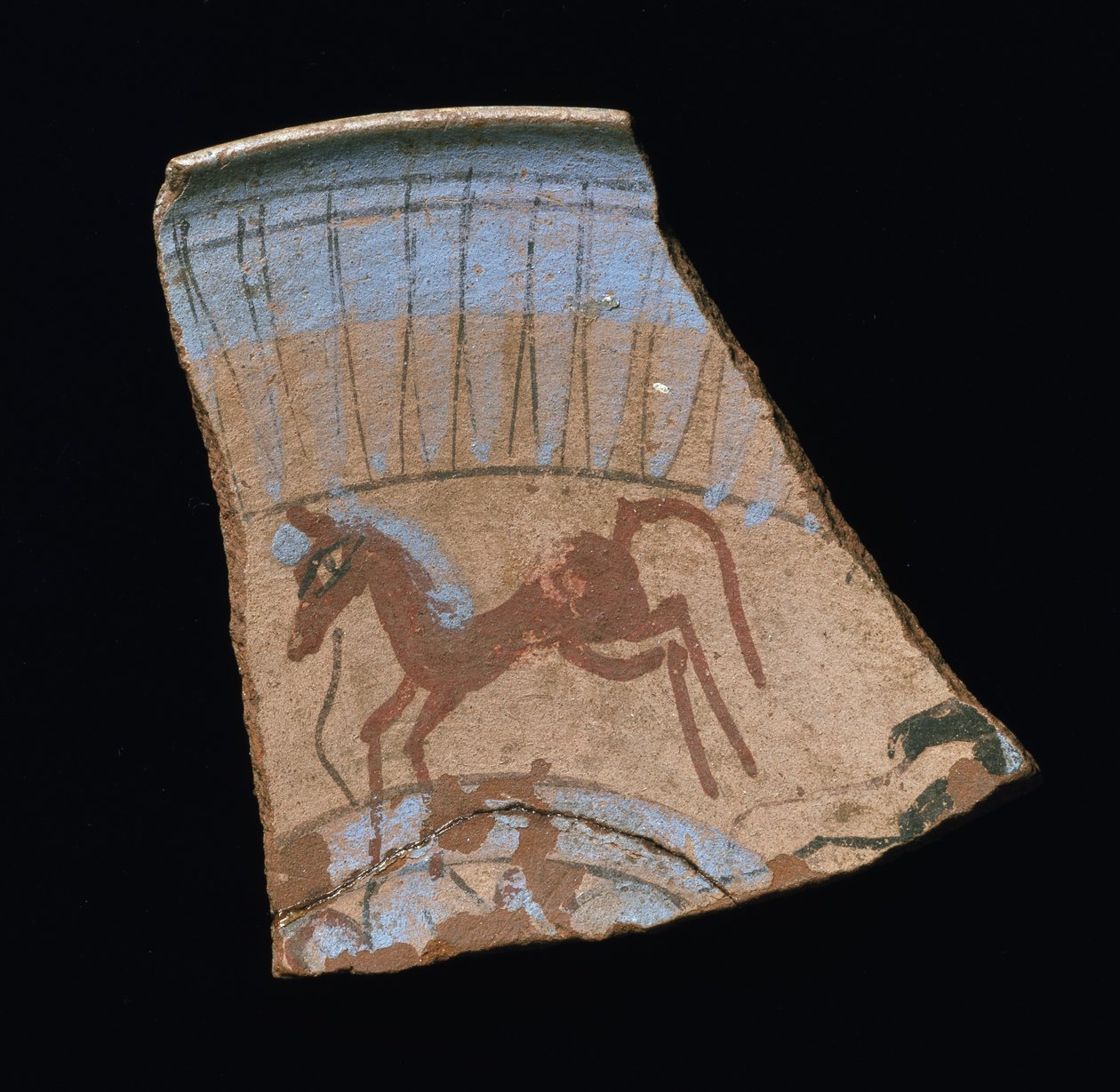 Laukkaavalla hevosella maalattu sirpale, Tell el-Amarna, New Kingdom (keramiikka) tekijältä Egyptian 18th Dynasty