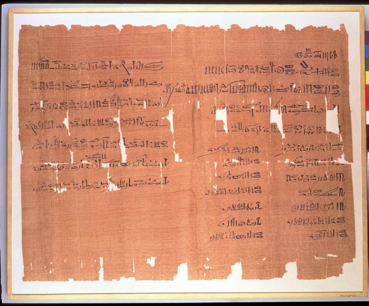 Naunakhte-nimisen teebalaisen naisen testamentti jakamassa omaisuuttaan kahden avioliiton lasten kesken, hieraattinen kirjoitus, n. 1156-51 eKr. (papyrus) tekijältä Egyptian 20th Dynasty
