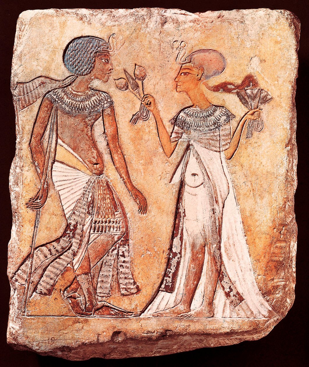 Kuningas Smenkhkare ja hänen vaimonsa Meritaton tekijältä Egyptian 18th Dynasty