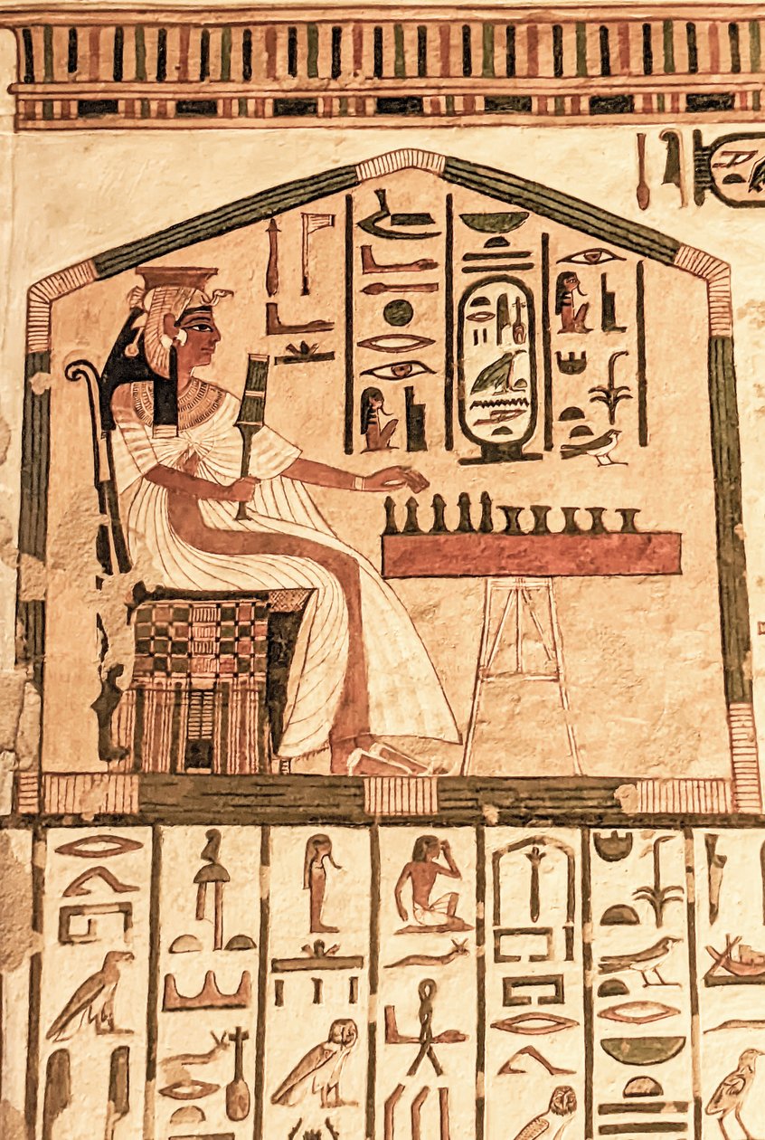 Nefertari soittaa senet (seinämaalaus) tekijältä Egyptian 19th Dynasty