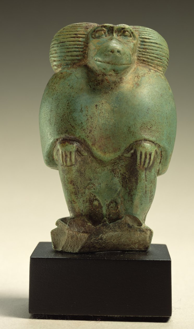 Istuva paviaani, myöhäinen kausi (fajanssi) tekijältä Egyptian 26th Dynasty