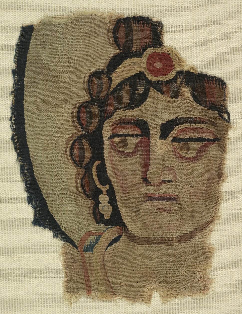 Fragment of a Womans Head, Coptic (textile)finn tekijältä Egyptian School