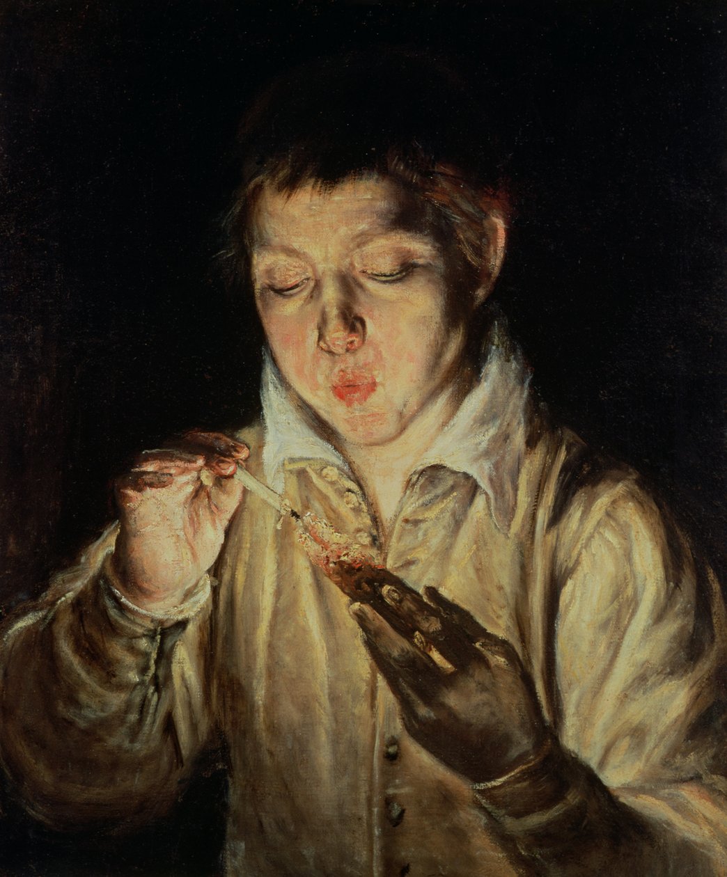 Lapsi puhaltaa karjan päälle, 1570-luvun alku tekijältä El Greco