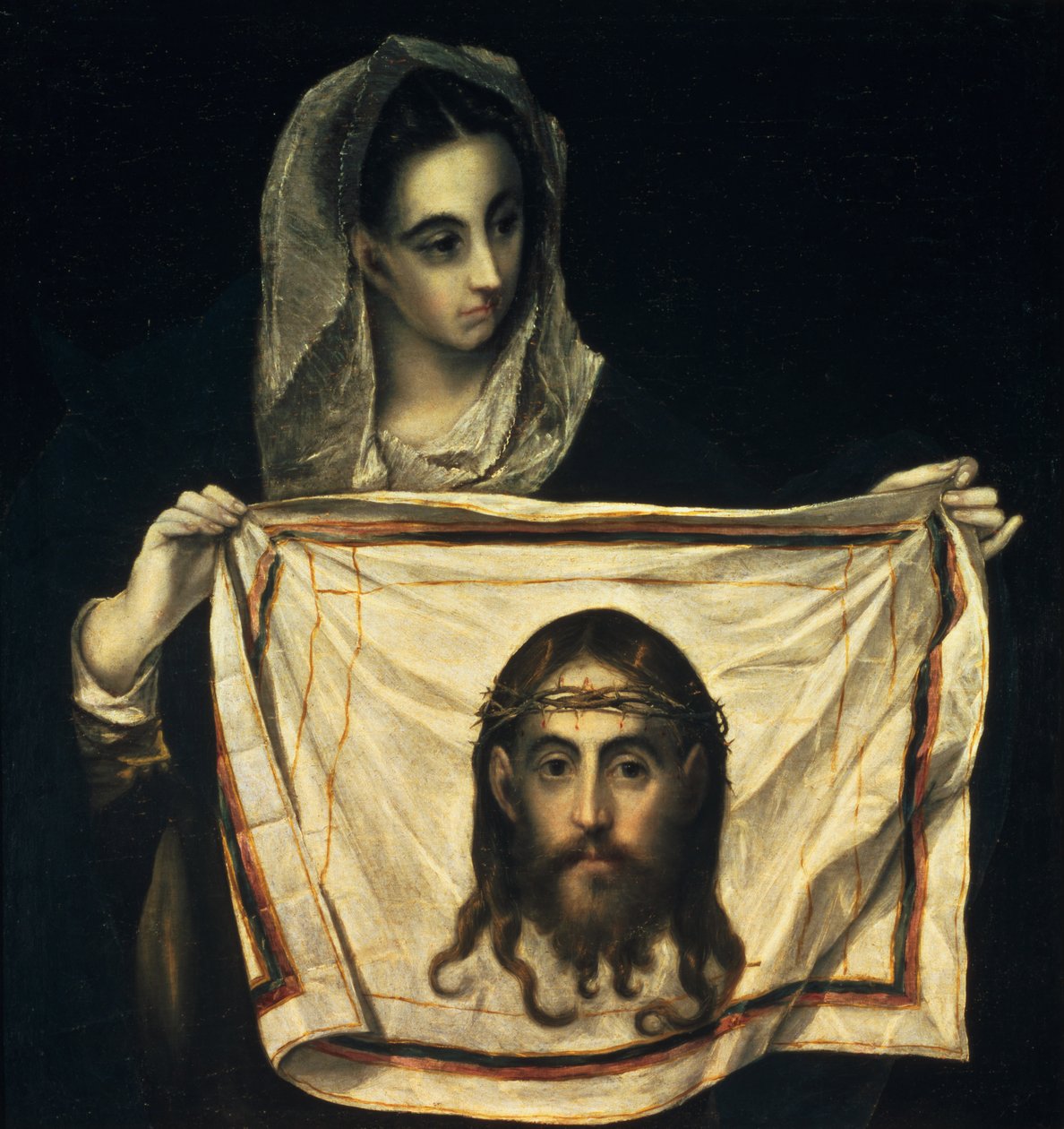 St. Veronica pyhän käärinliinan kanssa tekijältä El Greco