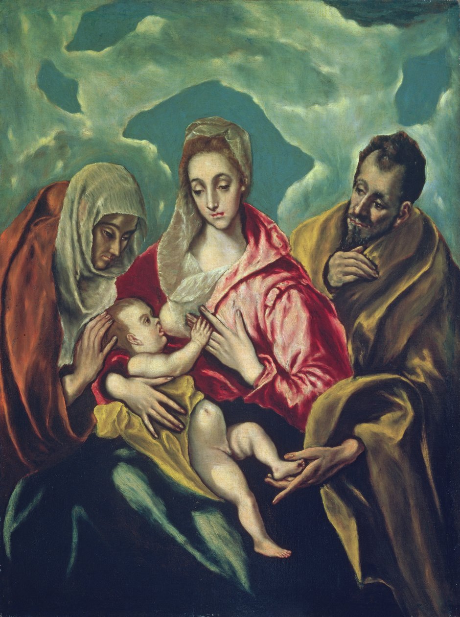 Pyhä perhe Pyhän Elisabetin kanssa tekijältä El Greco