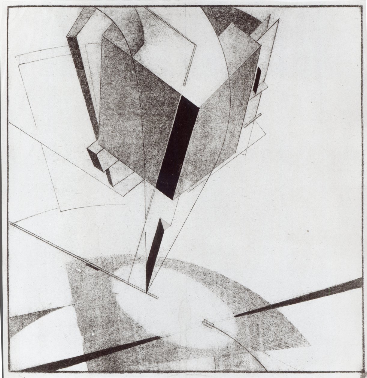 Proun 5 A, 1919 (osittain käsinvärjätty lito) tekijältä Eliezer Markowich Lissitzky