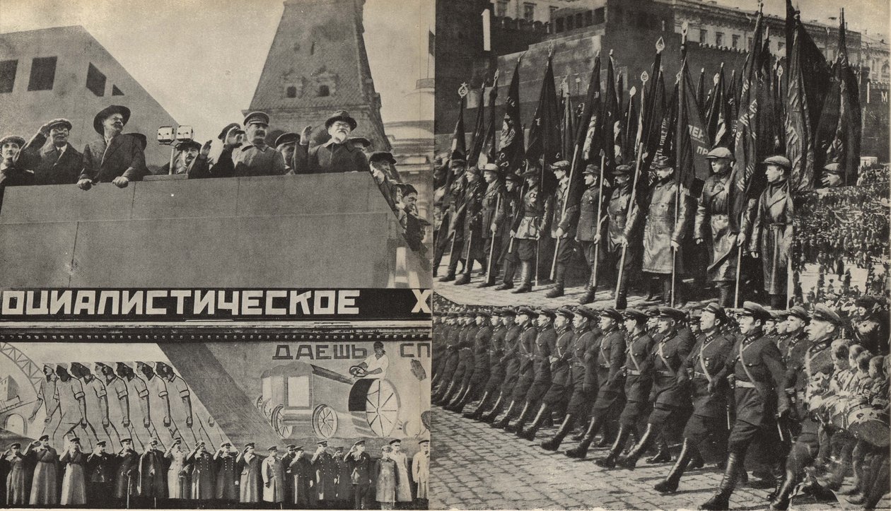 Kuvitus julkaisusta Neuvostoliitto rakentaa sosialismia, 1933. tekijältä Eliezer Markowich Lissitzky