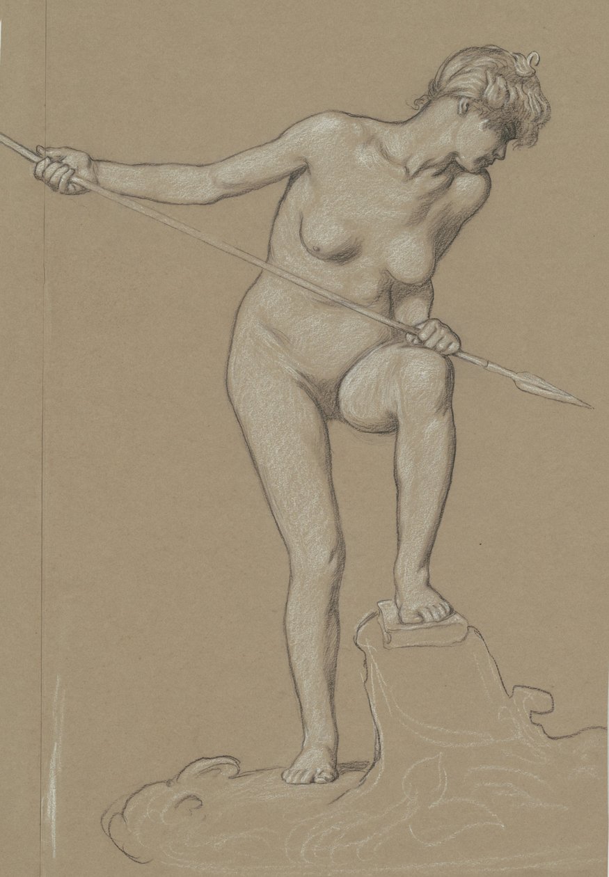 Tyttö Spearing Dolphin, c. 1900. tekijältä Elihu Vedder
