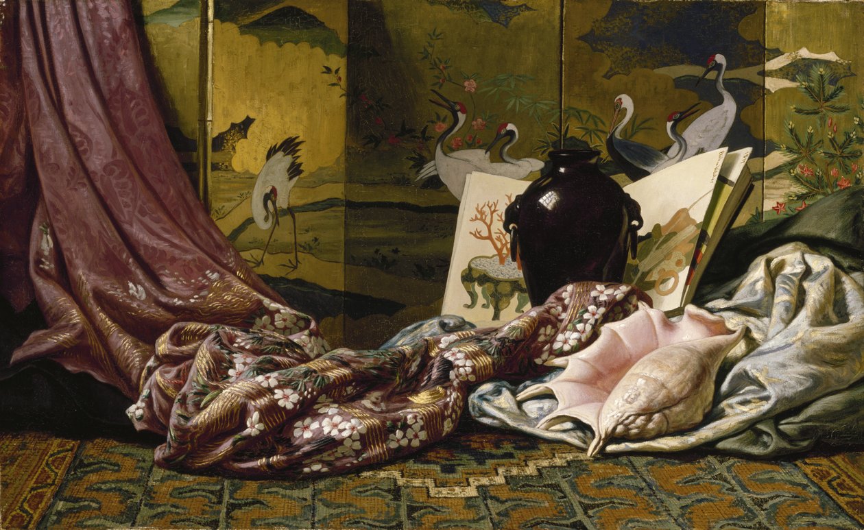 Japanilainen asetelma, 1879 tekijältä Elihu Vedder