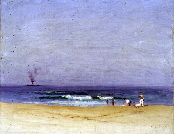 On the Beach (öljy kankaalle) tekijältä Elioth Gruner
