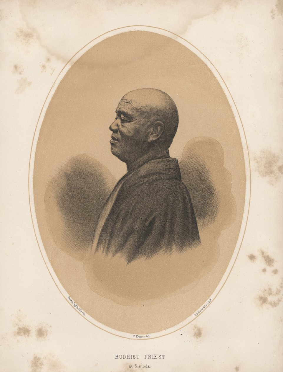 Budhistipappi Simodassa, 1855 tekijältä Eliphalet Brown