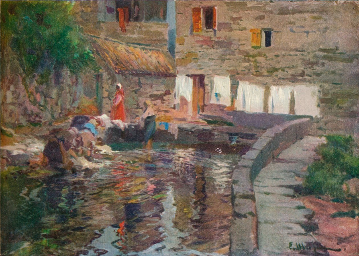 Washerwomen, Pontevedra, 1904 tekijältä Eliseo Meifren y Roig