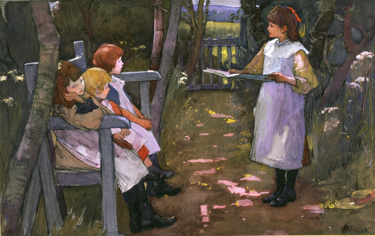 Lapset puutarhassa tekijältä Elizabeth Adela Stanhope Forbes