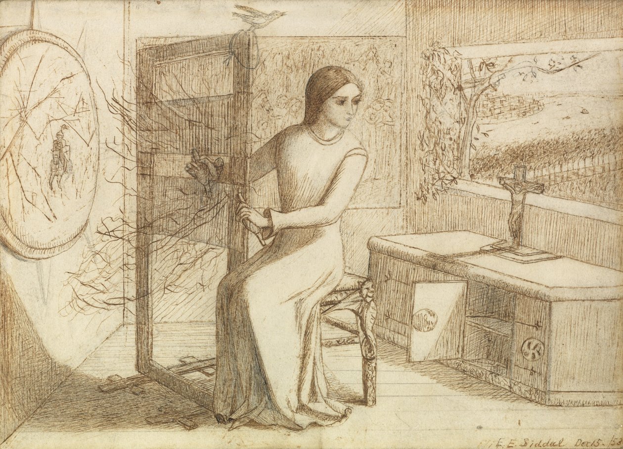 The Lady of Shalott, 1853 tekijältä Elizabeth Eleanor Siddal