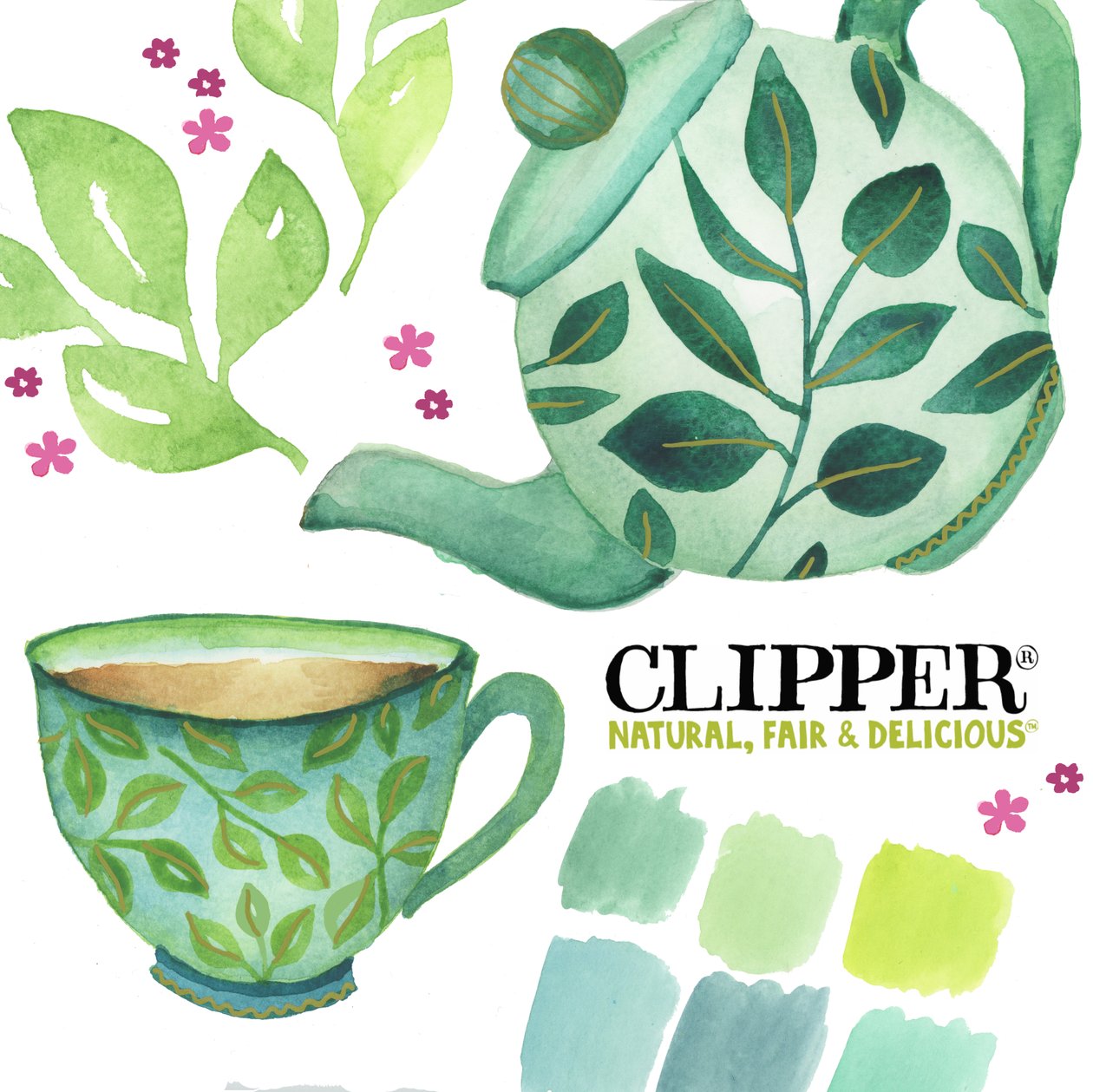 Clipper Tea, 2018 (akvarelli) tekijältä Elizabeth Rider