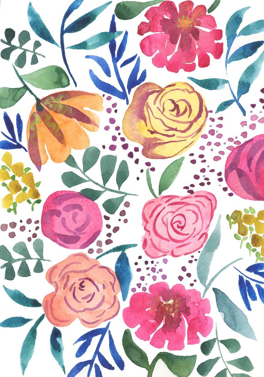 Rose Medley, 2018 (akvarelli) tekijältä Elizabeth Rider