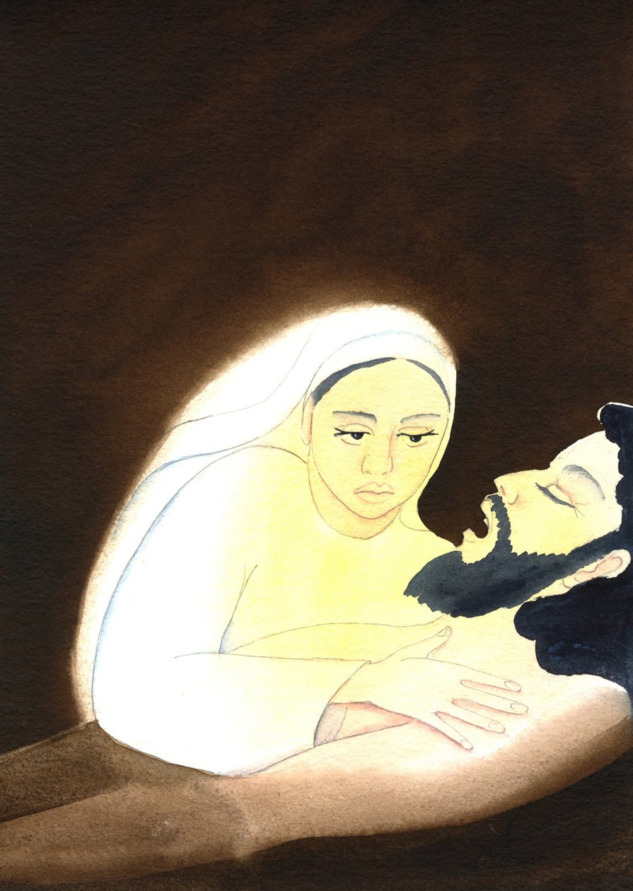 Pieta, 2001 (w/c paperilla) tekijältä Elizabeth Wang