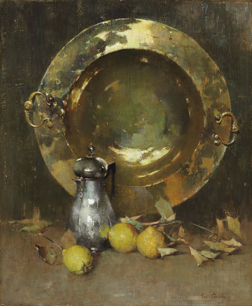 Asetelma, n. 1918 (öljy kankaalle) tekijältä Emil Carlsen