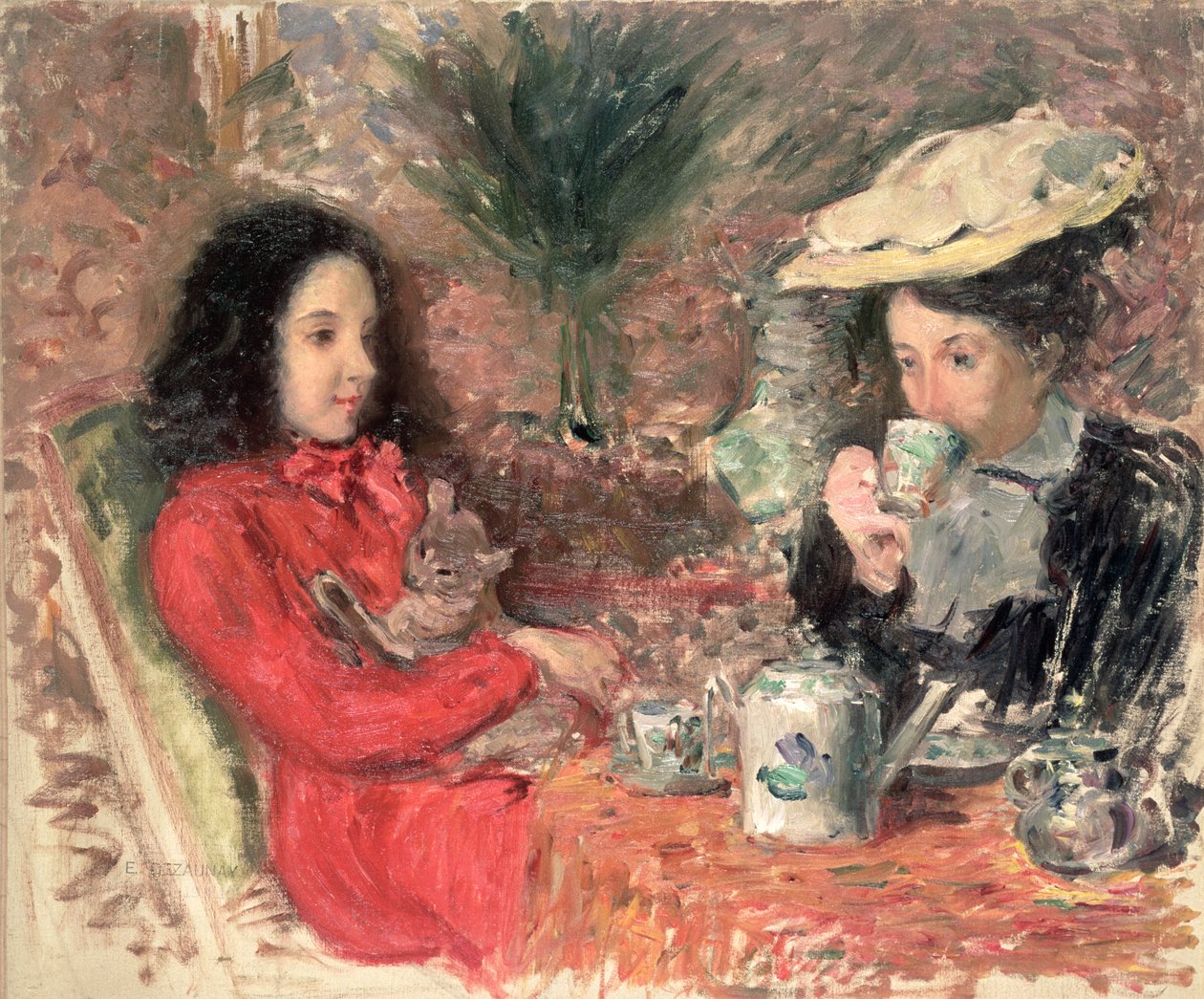 Tea Time, noin 1900 tekijältä Emile Alfred Dezaunay