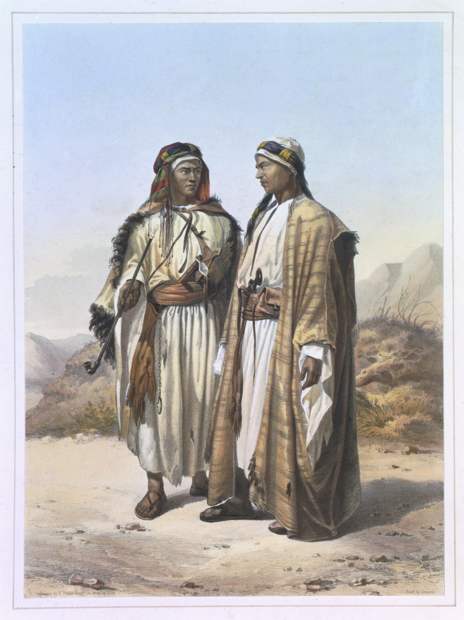 Mahazi ja soualeh beduiini, kuvitus "Niilin laaksosta", kaivertanut Charles Bour (1814-81) pubi. Lemercier, 1848 tekijältä Emile Prisse d