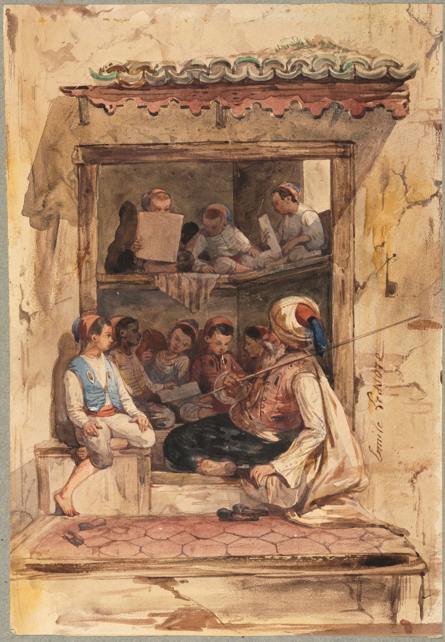 Poikien koulu, 1800-luku. tekijältä Emile Aubert Lessoire