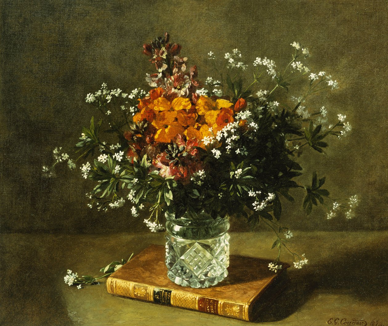 Kukkaasetelma, 1872 tekijältä Emile Gustave Couder