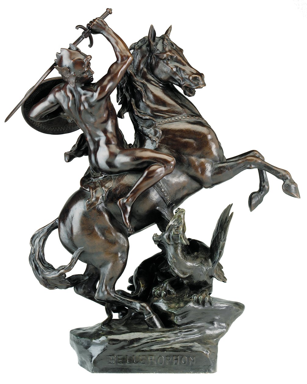 Bellerophon tappaa Chimaeran (pronssi) tekijältä Emile Louis (after) Picault