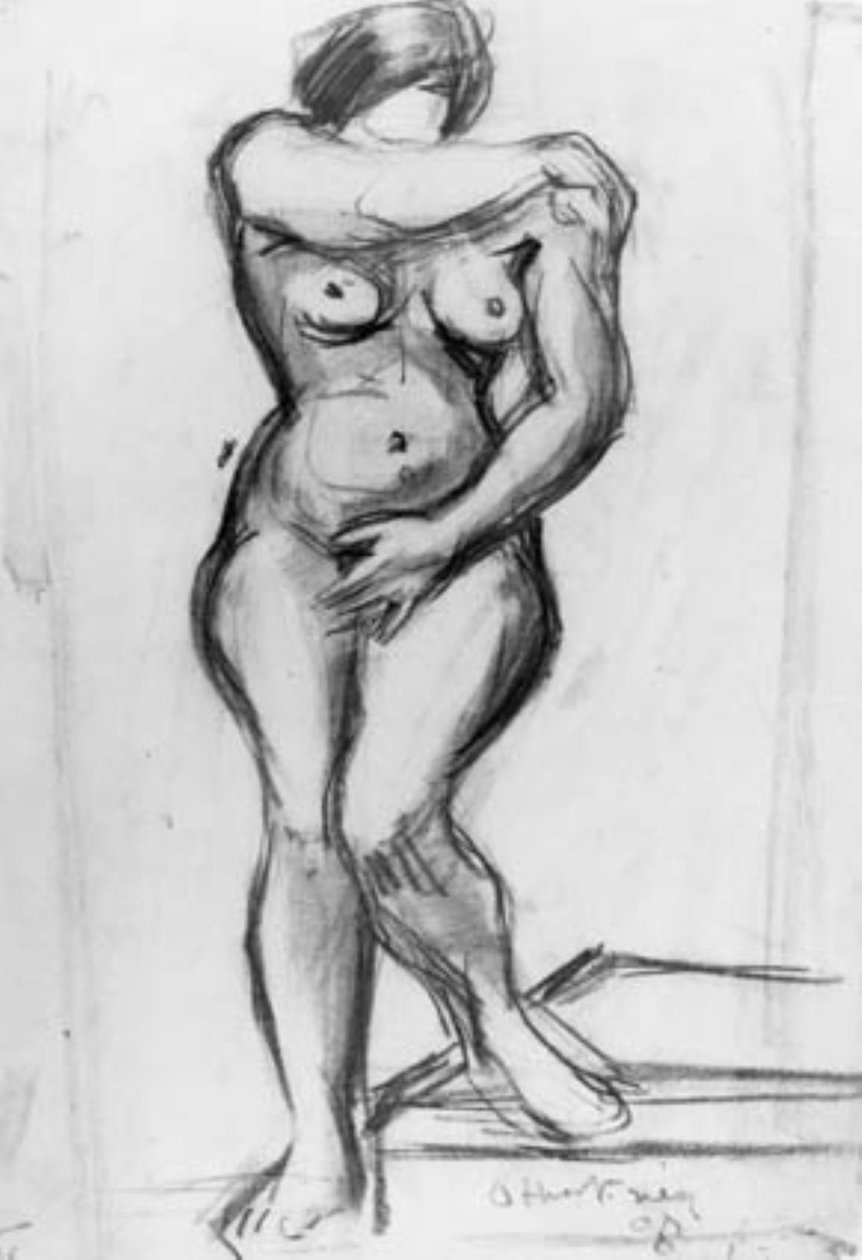 Seisova naismalli en face, croquis. tekijältä Emile Othon Friesz