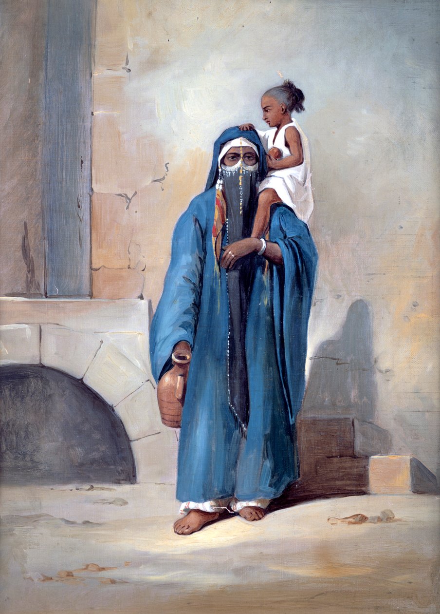 Verhottu egyptiläinen nainen, 1800-luvun puoliväli tekijältä Emile Prisse d