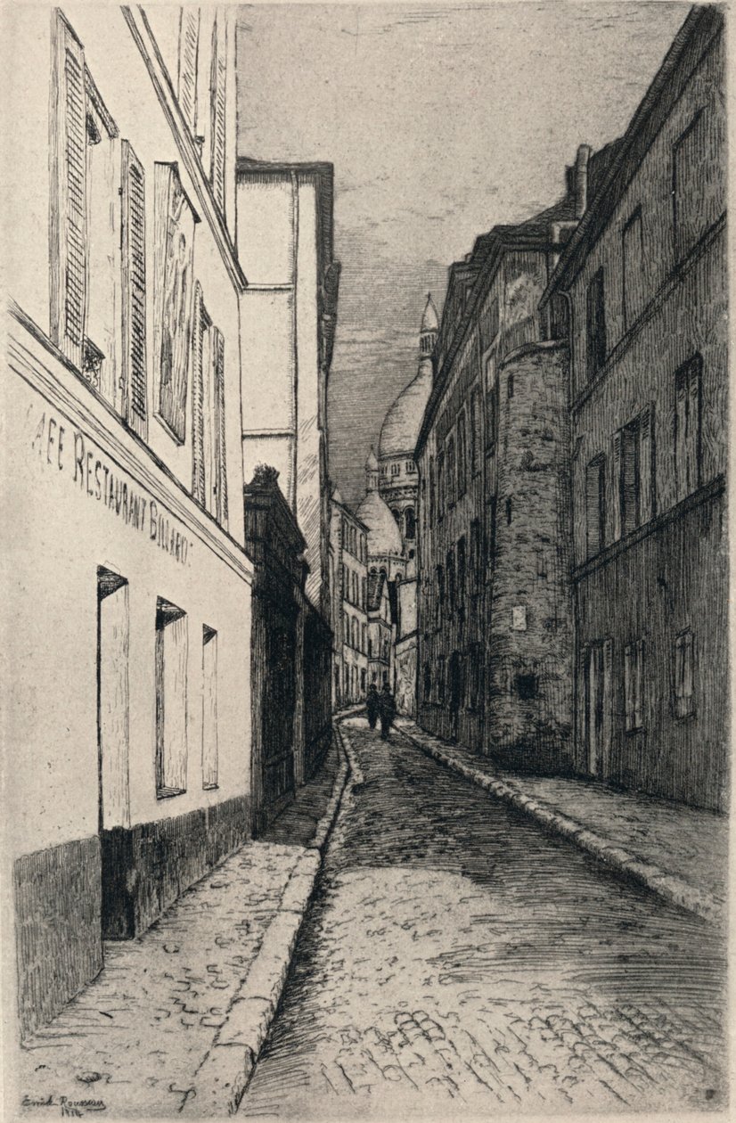 "Rue St Rustique, Montmartre", 1915 tekijältä Emile Rousseau