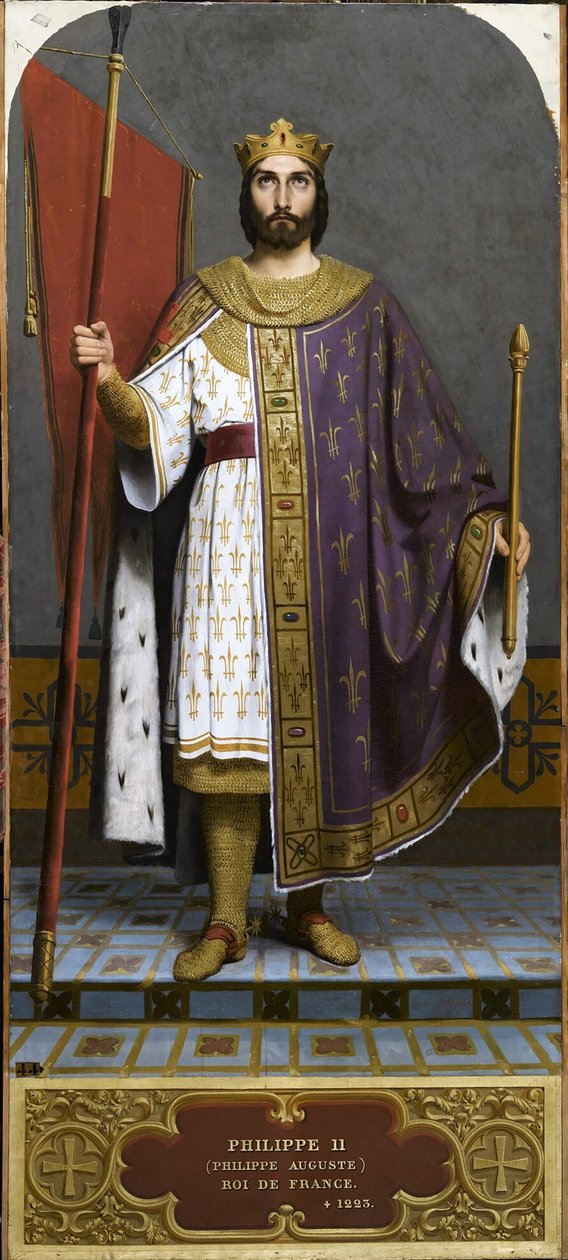 Ranskan kuningas Philip II 1165-1223, 1840-luku. tekijältä Emile Signol