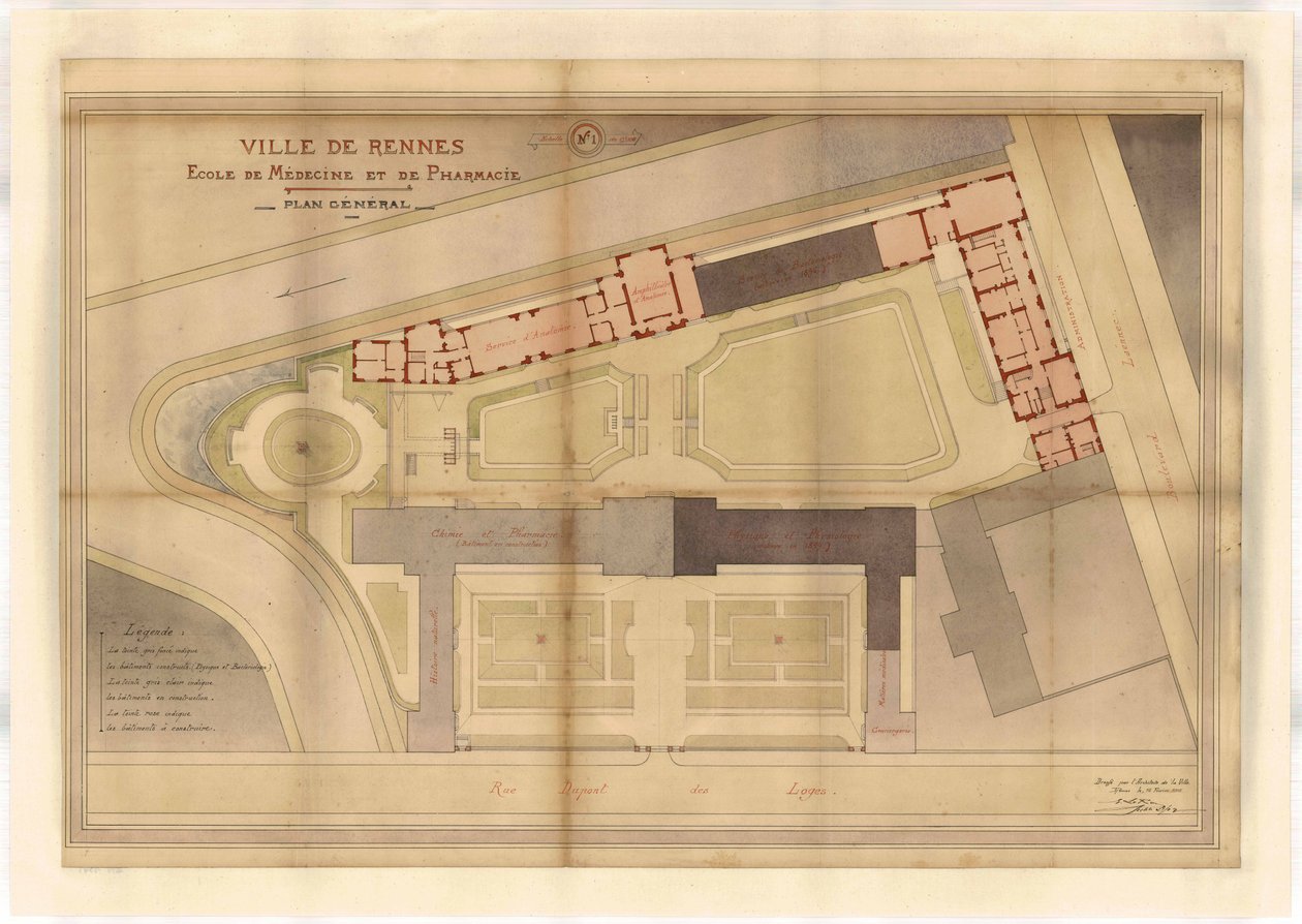 Plan de l´Ecole de médecine et de Pharmaie de Rennes tekijältä Emmanuel le Ray