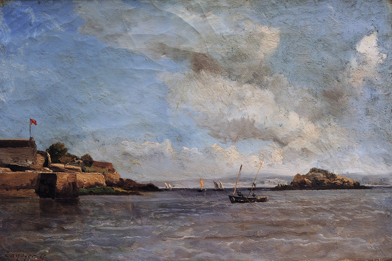 Douarnenez, meri, elokuu 1865 (öljy kankaalle) tekijältä Emmanuel Lansyer