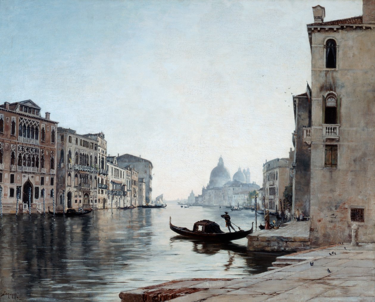 Gondoli Grand Canalilla, 1892. tekijältä Emmanuel Lansyer