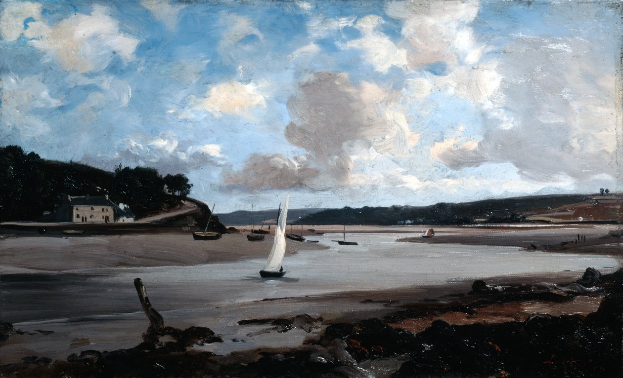 Joki puoliveden aikaan, 1874. tekijältä Emmanuel Lansyer