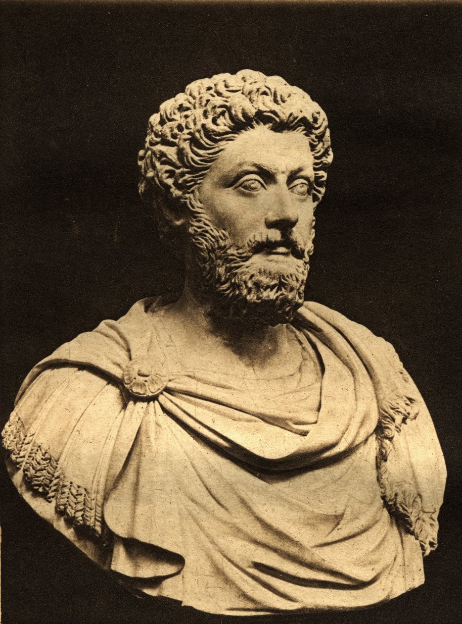 Marcus Aureliuksen (121-80 jKr) rintakuva (marmori) tekijältä English Photographer