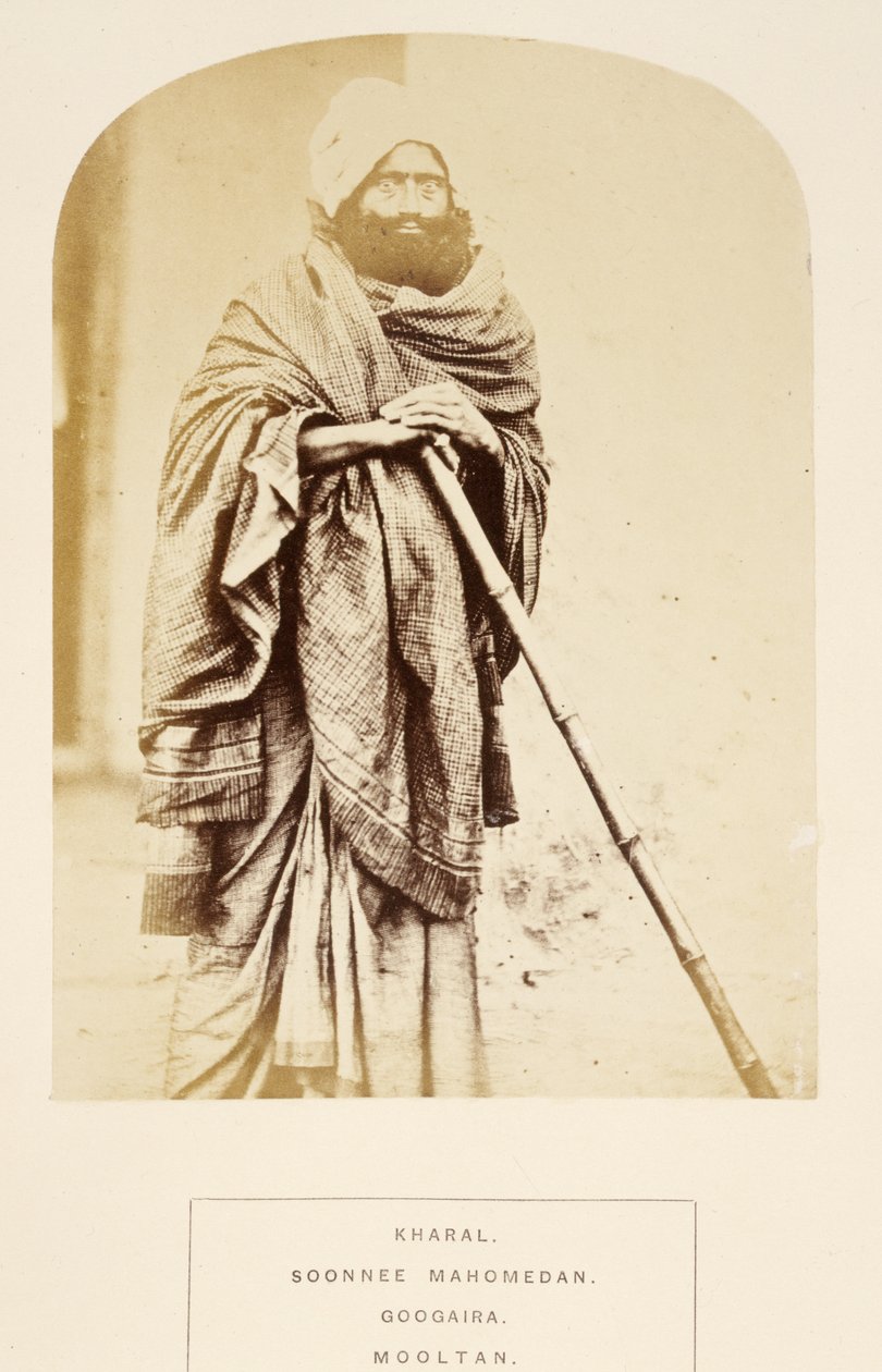 Kharal, Soonnee Mahomedan, Googaira, Mooltan, J. Forbes Watsonin teoksesta The People of India, julkaistu 1868 (albumiprintti) tekijältä English Photographer