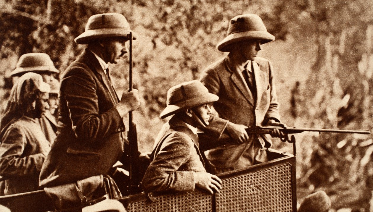 Intian kiertue-kuningas Edward VIII:n tiikeriampuminen Nepalissa, 1921 tekijältä English Photographer
