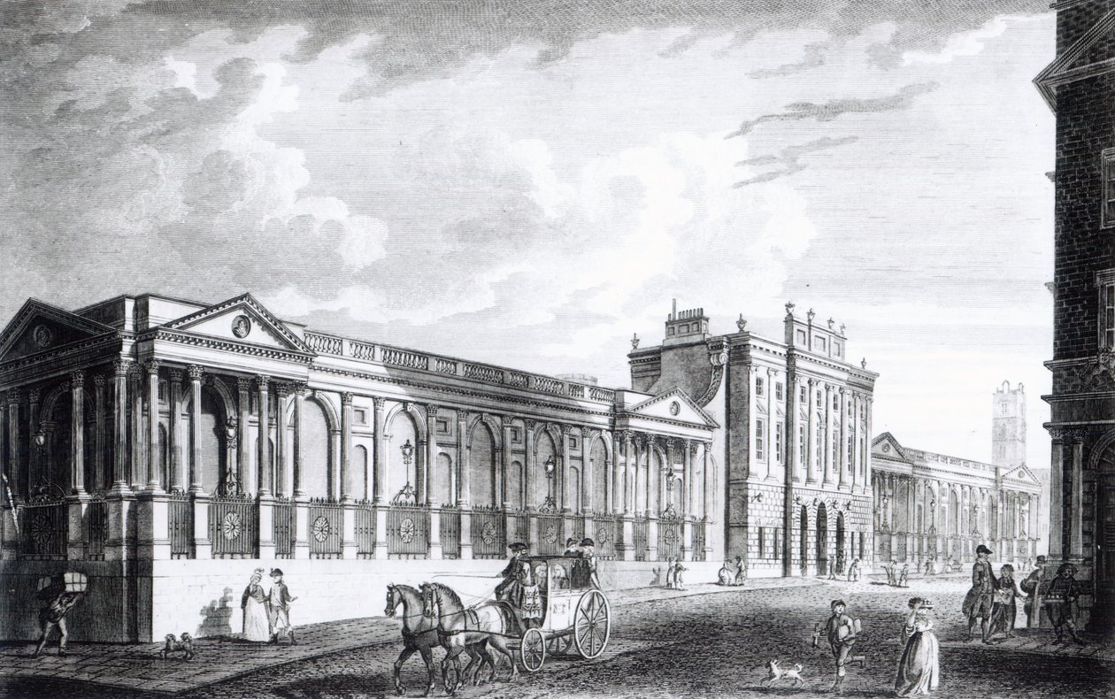 Näkymä Englannin pankkiin, Threadneedle Street, Lontoo, 1797. tekijältä English School