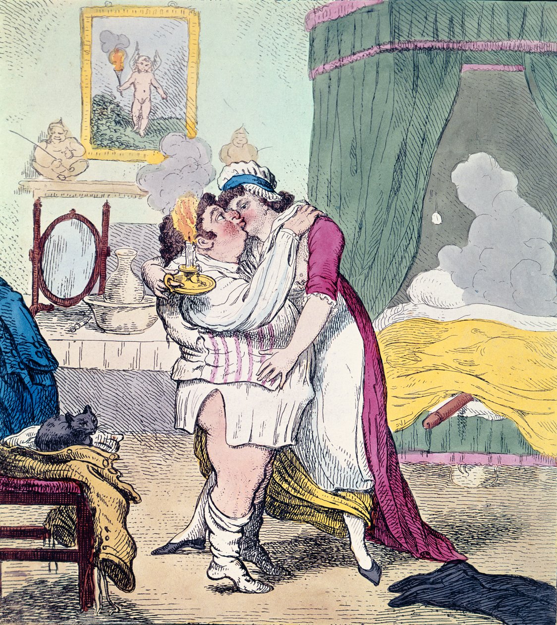 Karikatyyri satiirisoi Charles James Foxin ja Elizabeth Armisteadin suhdetta (käsinvärinen kaiverrus) tekijältä English School