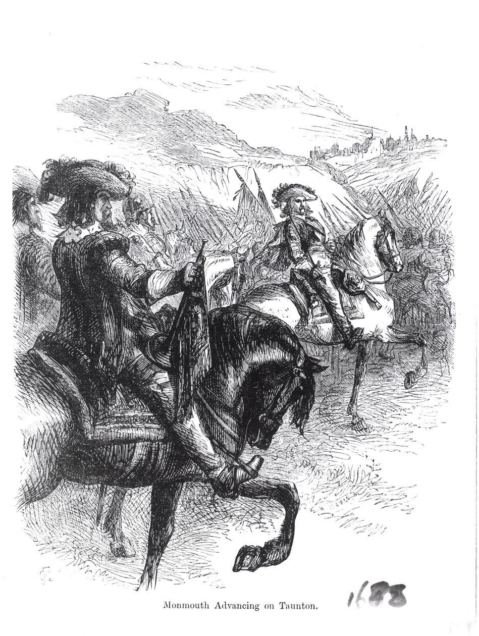 Monmouthin herttua (1649-85) etenee Tauntoniin tekijältä English School