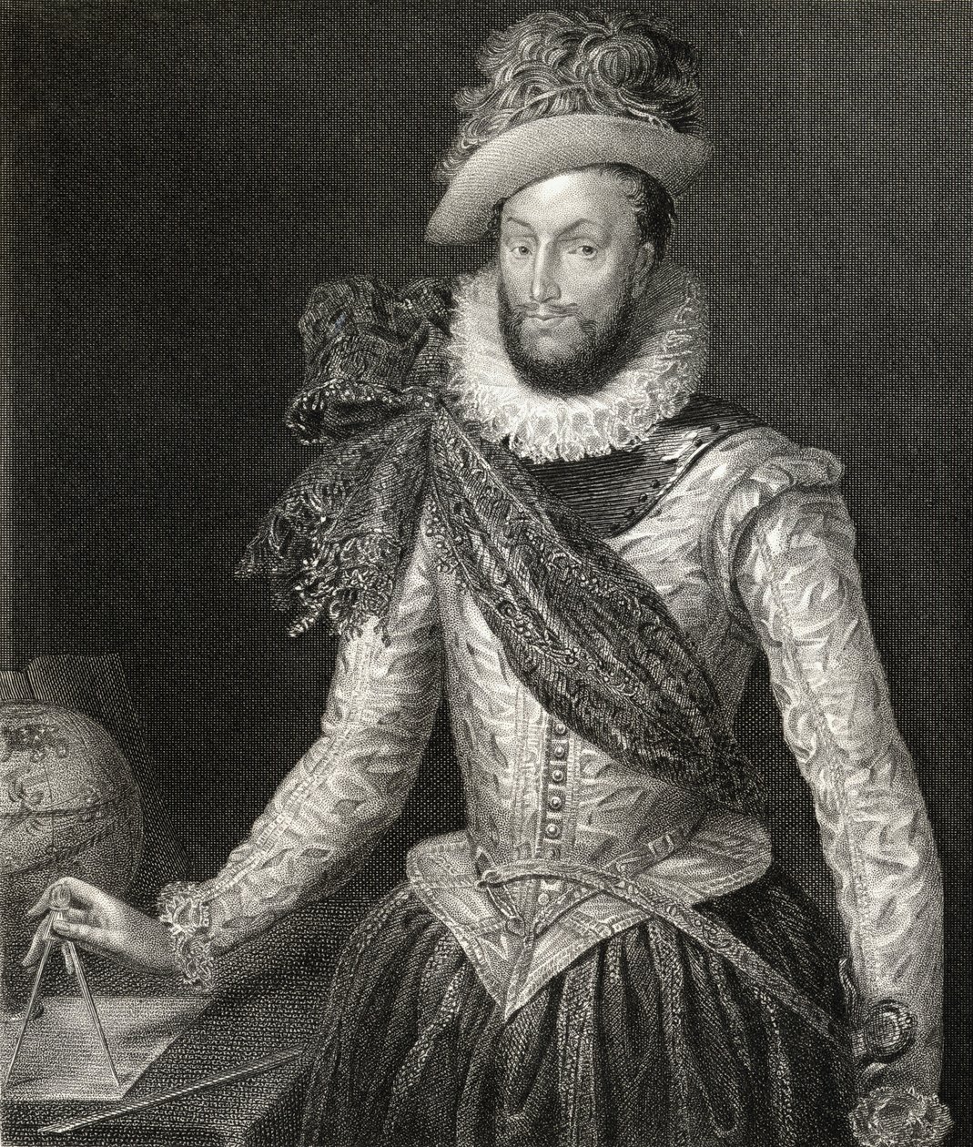 Sir Walter Raleighin (1554-1618) muotokuva "Lodge