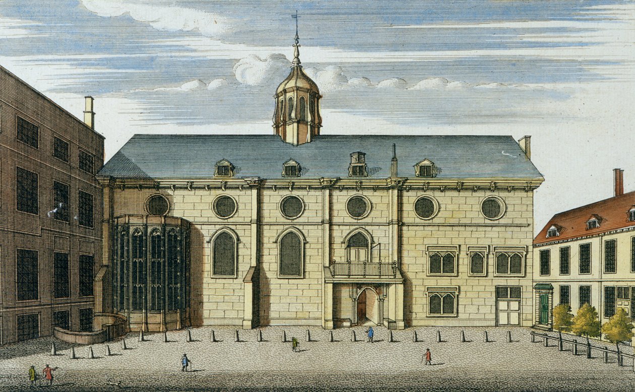 Lontoon ja esikaupunkien huippukartta: The Bank of England in ye Poultry, 1724 (käsinvärinen kaiverrus) tekijältä English School