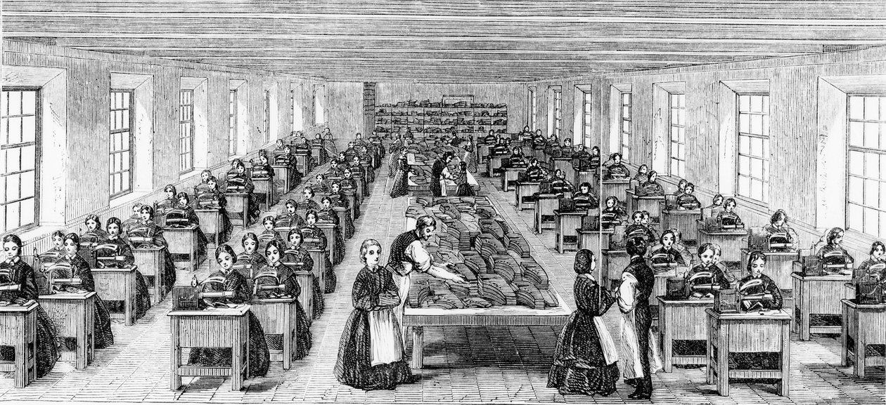 Somervell Brothersin konehuone, Netherfield, Kendal, kuva näyttelystä "Exhibition London 1862 - Illustrated Catalogue", 1862 tekijältä English School